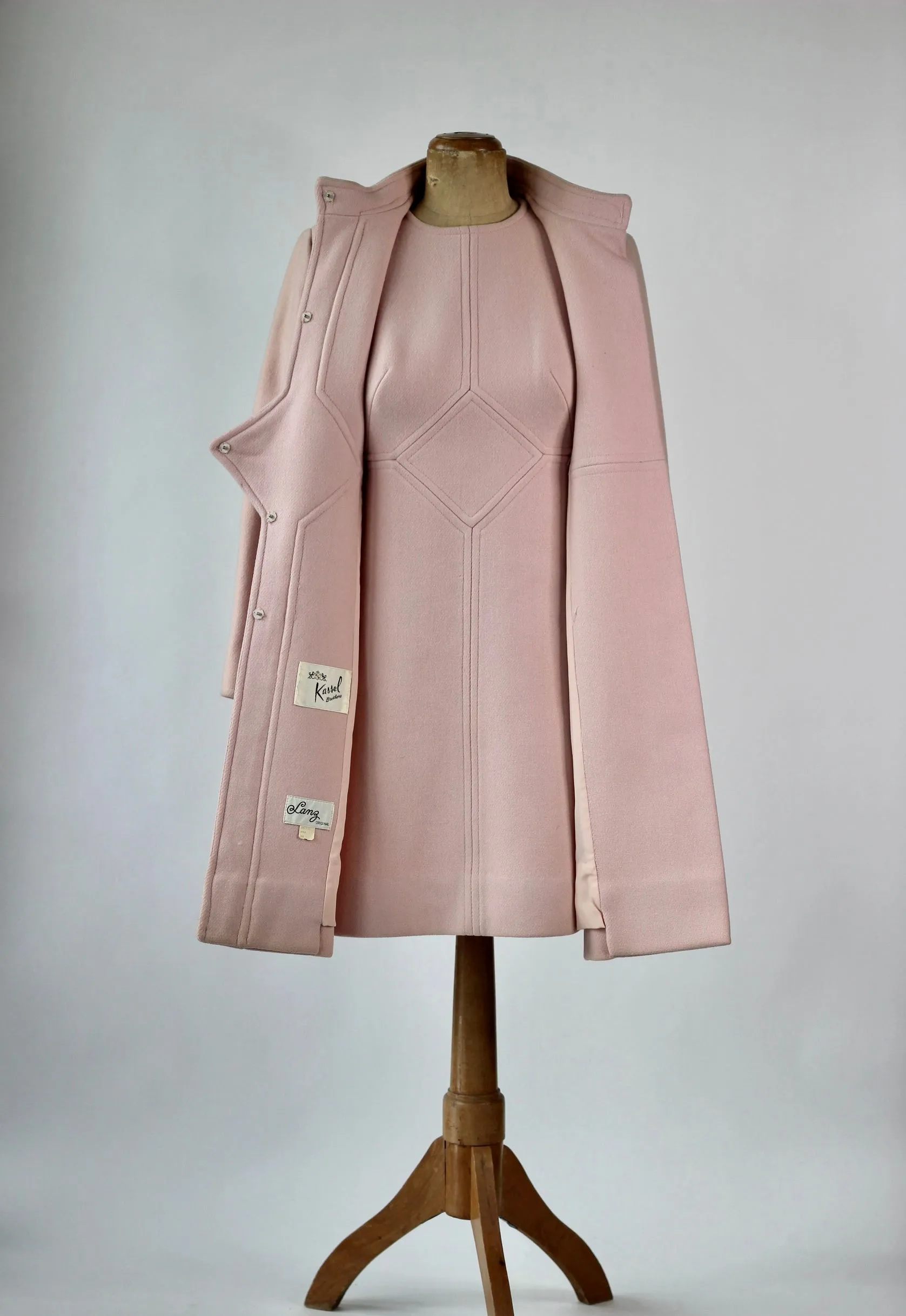 1960s Pink Wool Dress and Coat by Lanz// Size S/M