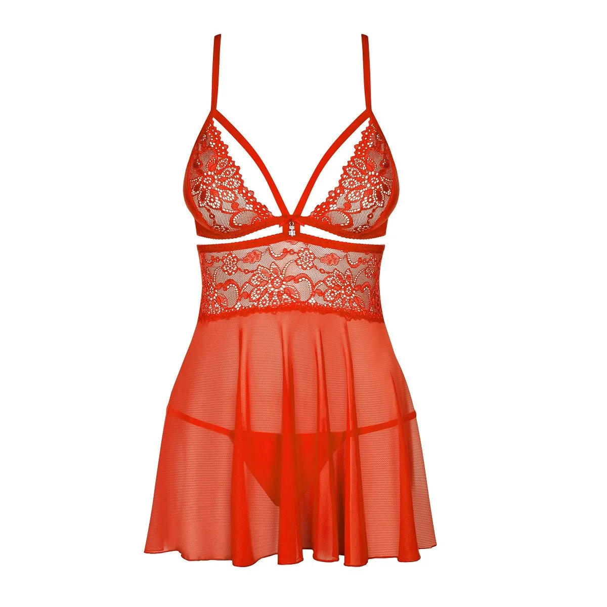 838-BAB-3 babydoll i stringi Red S/M