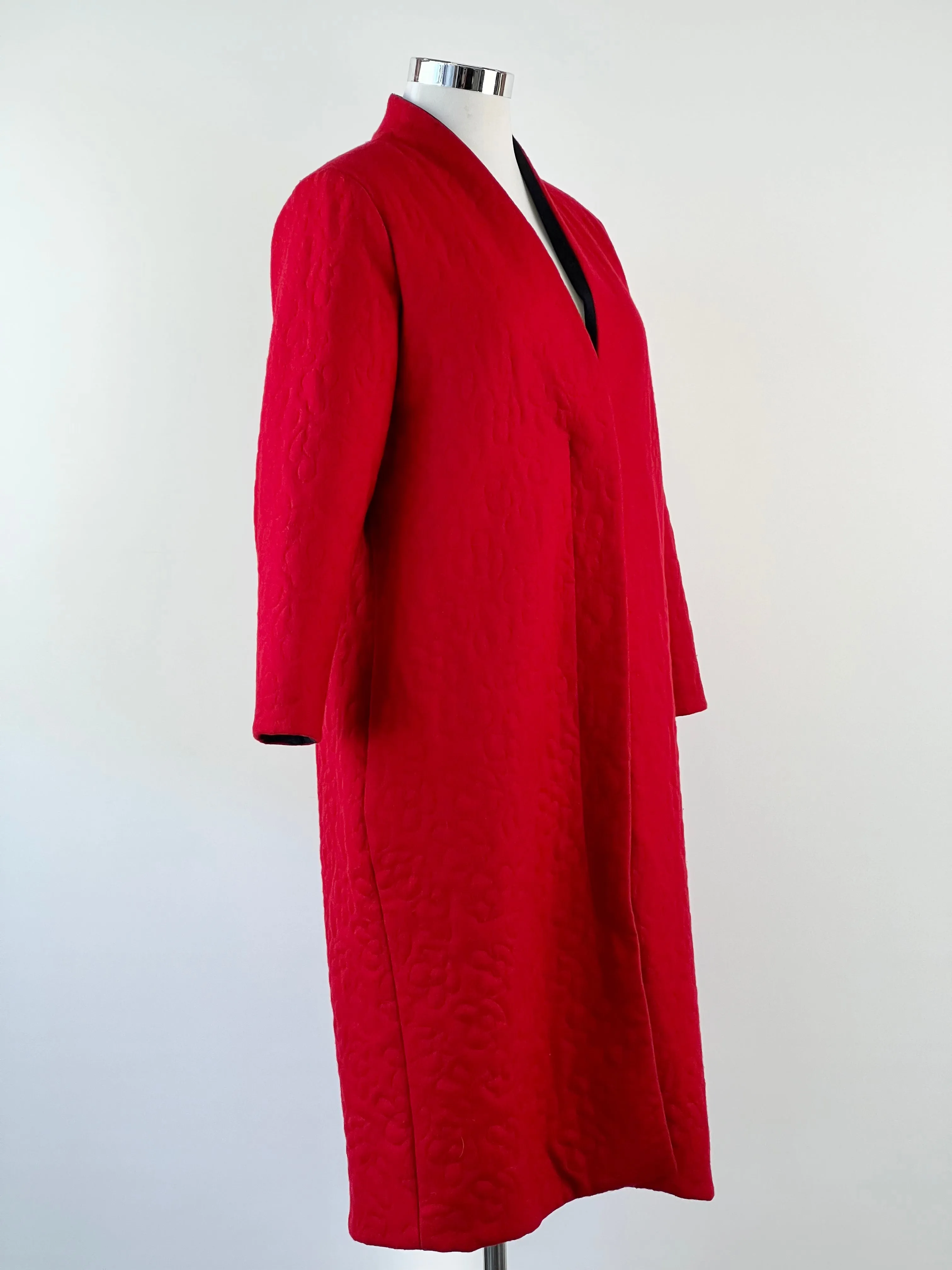 Alpha60 Red Wool Embroidered Cocoon Coat - AU12-16