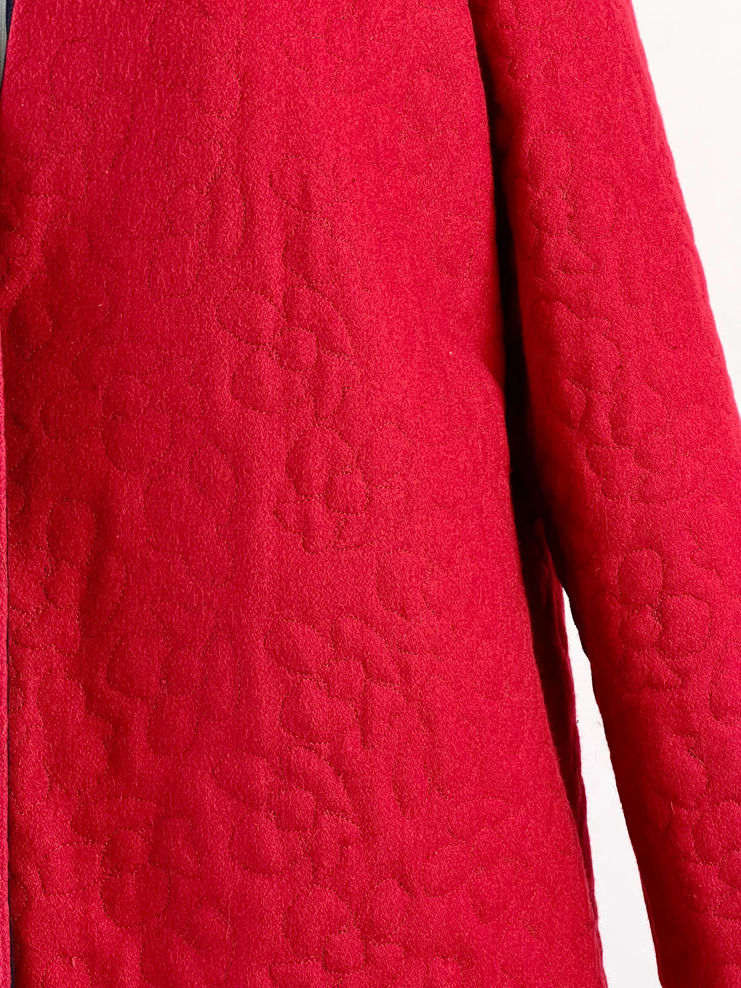 Alpha60 Red Wool Embroidered Cocoon Coat - AU12-16