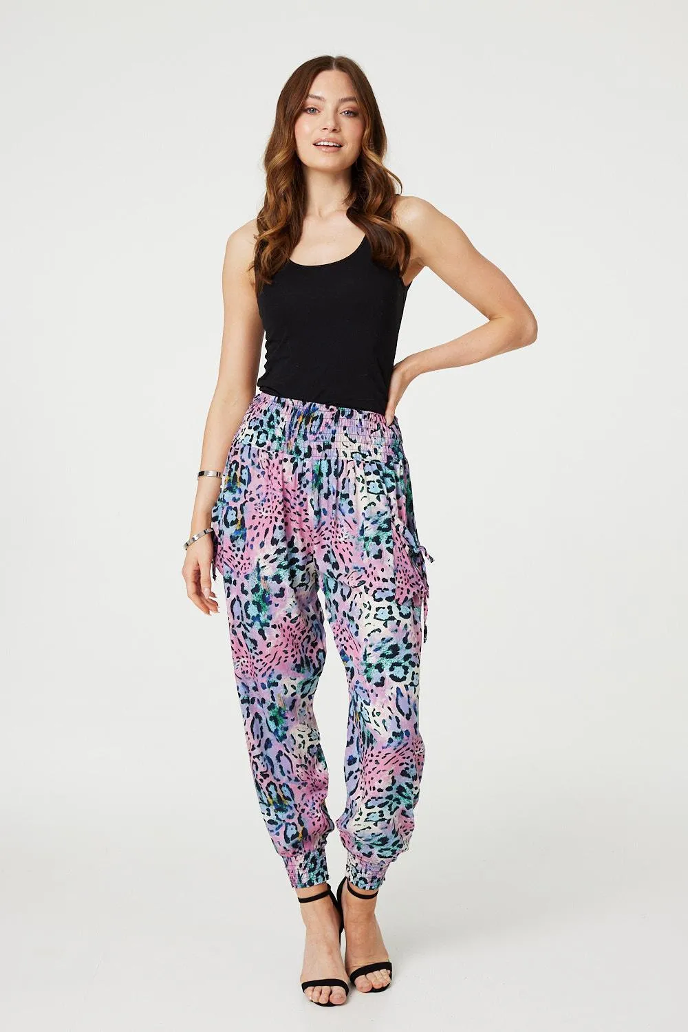 Animal Print High Waist Harem Pants