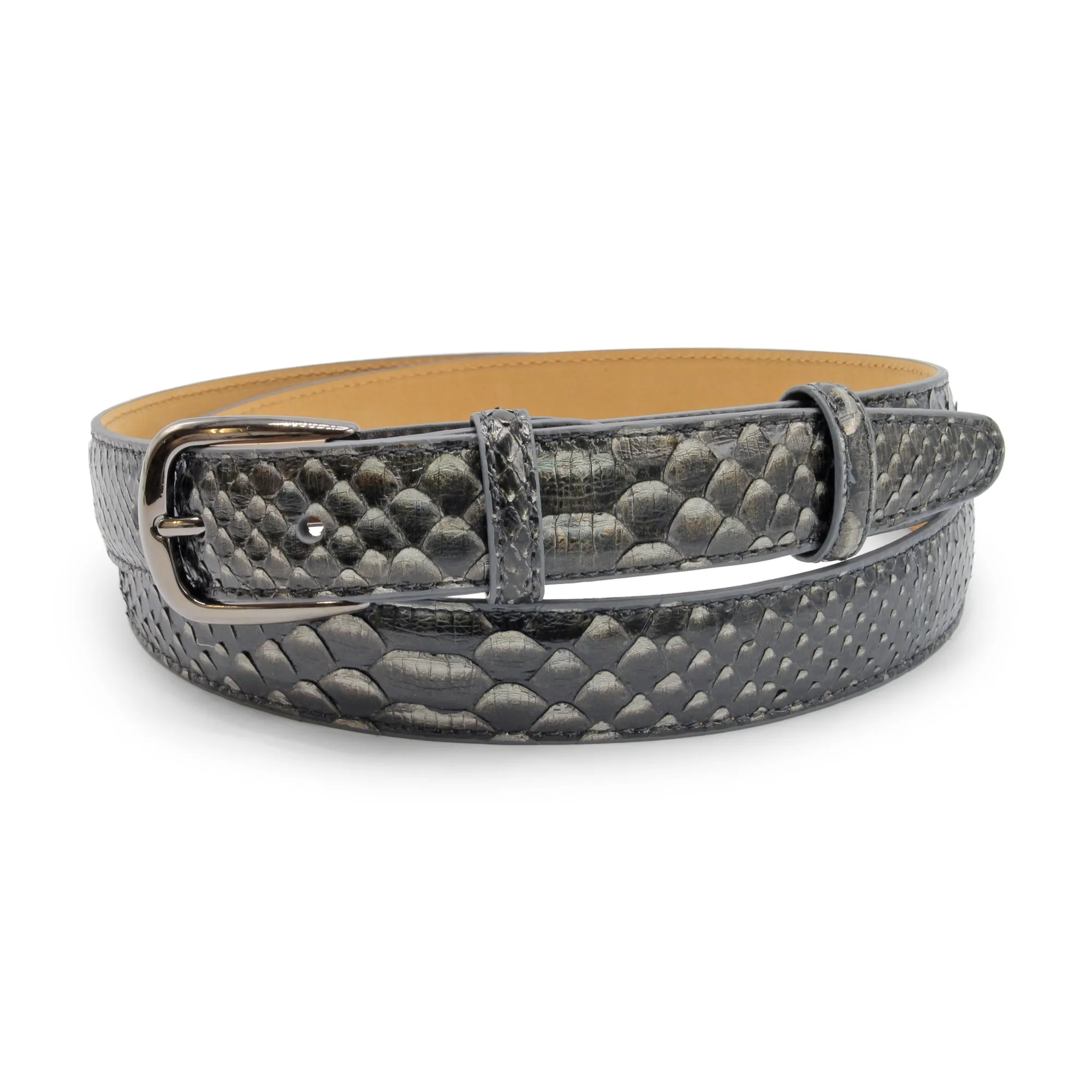 Anthracite Genuine Python Gunmetal Belt