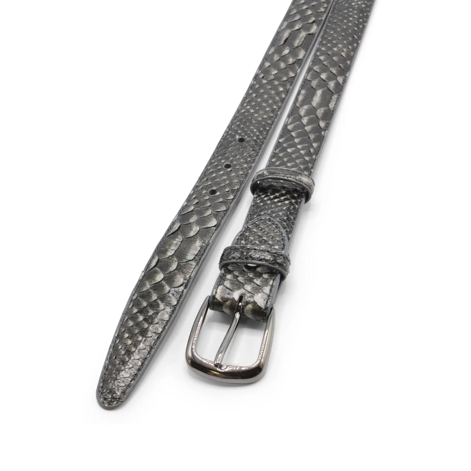 Anthracite Genuine Python Gunmetal Belt