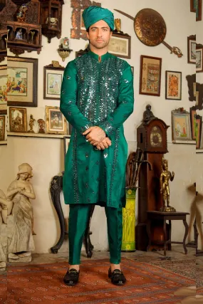 Arif Ashraf - Emerald - Bottle Green - Raw Silk - 2 Piece