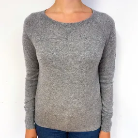 Ash Grey Sweatshirt Style Cashmere Crew Neck Jumper Small