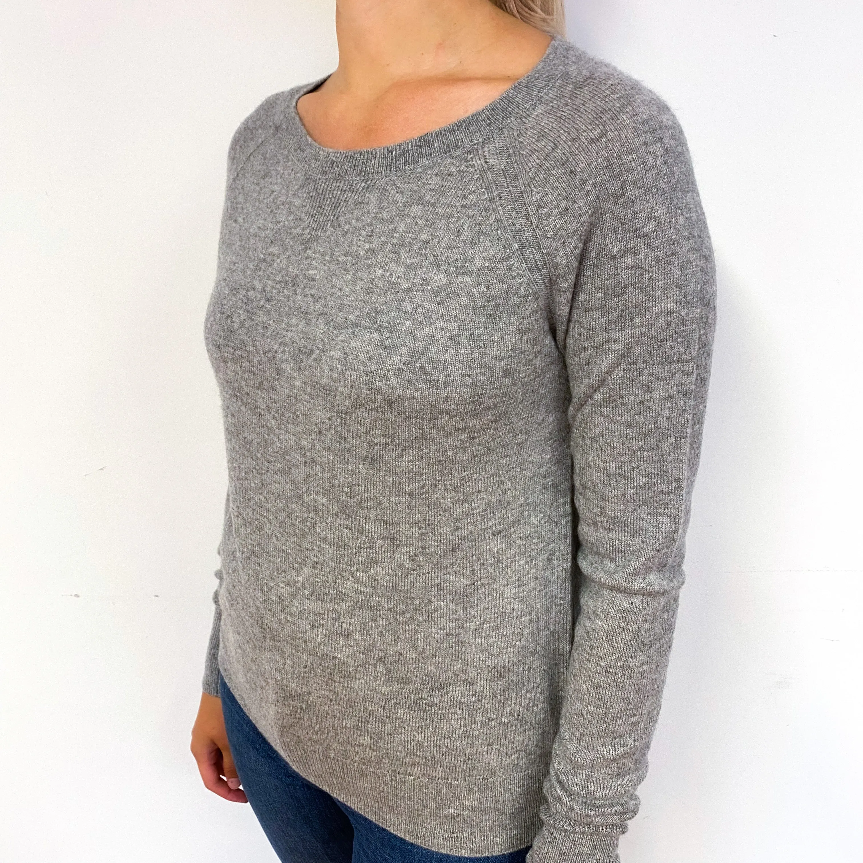 Ash Grey Sweatshirt Style Cashmere Crew Neck Jumper Small