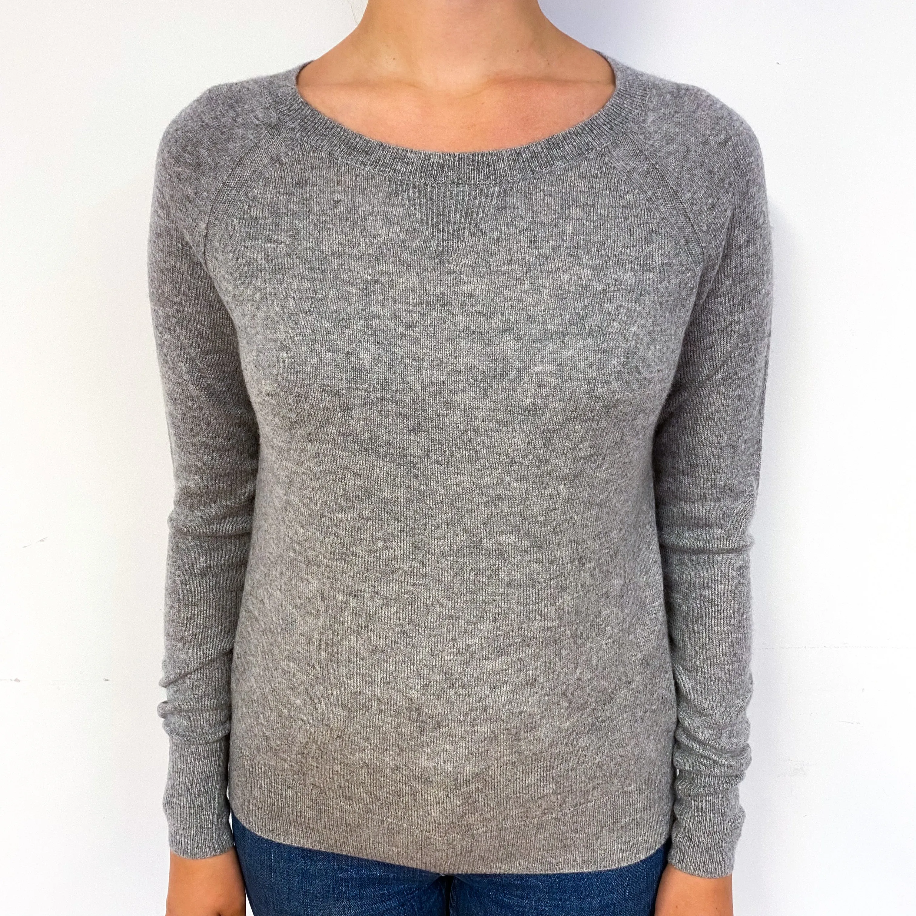 Ash Grey Sweatshirt Style Cashmere Crew Neck Jumper Small