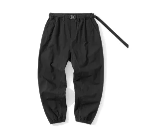 Belted Woven Utility Joggers