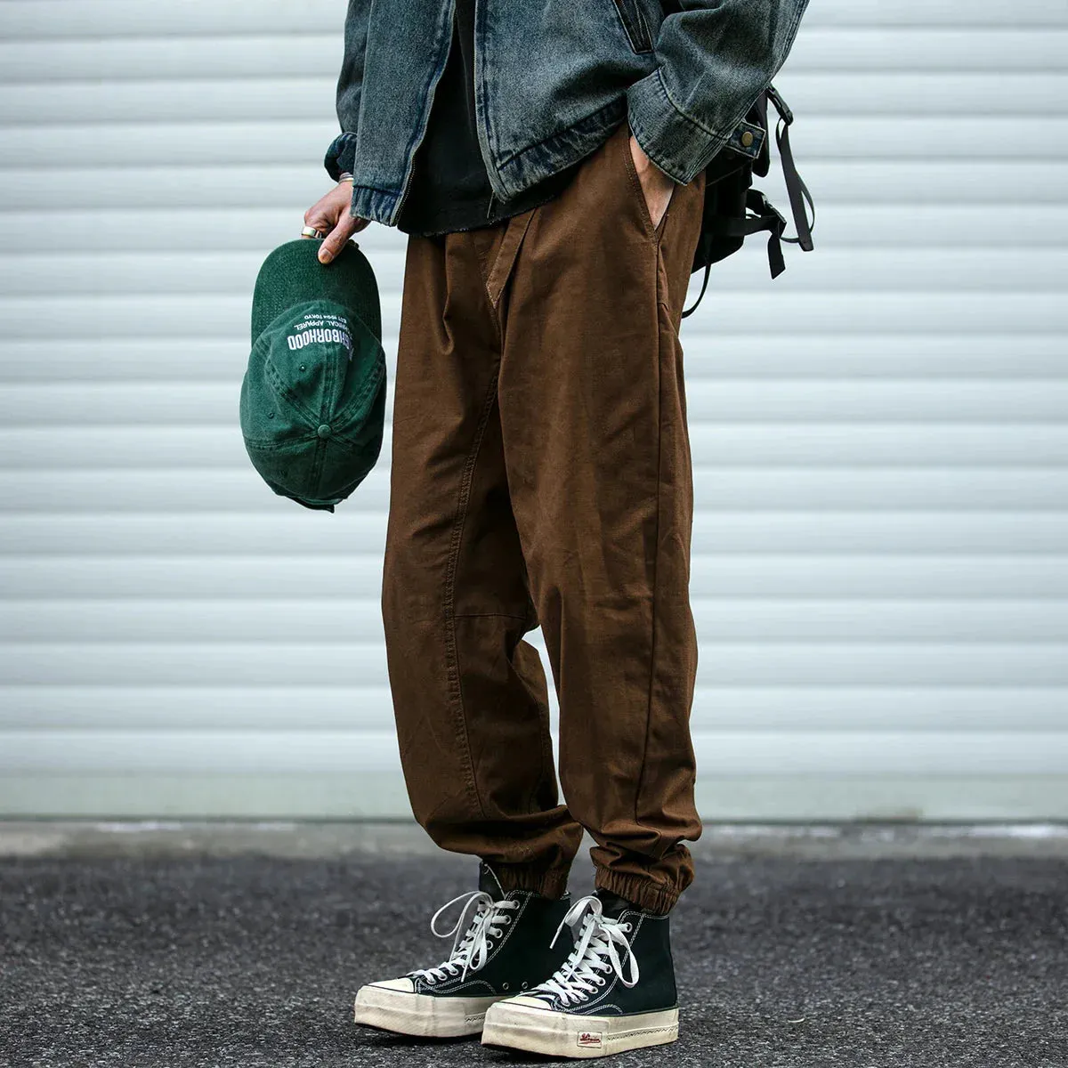 Belted Woven Utility Joggers