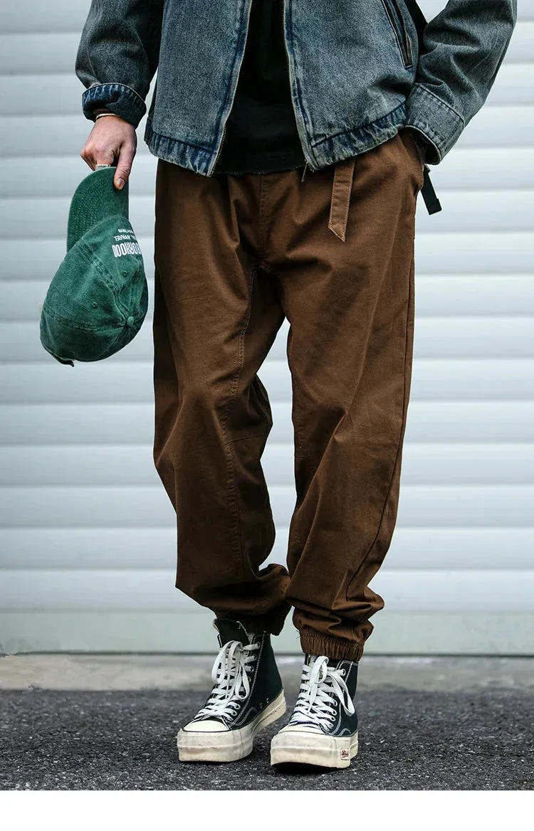 Belted Woven Utility Joggers