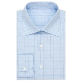 BESPOKE ATHENS Handmade Blue Plaid Cotton Dress Shirt 43 NEW US 17 Regular Fit