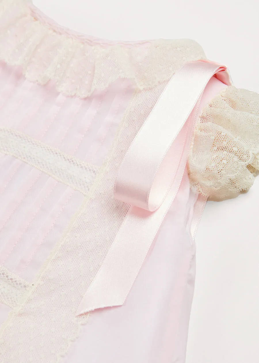 Bespoke Organic Cotton Christening Dress and Bonnet in Light Pink