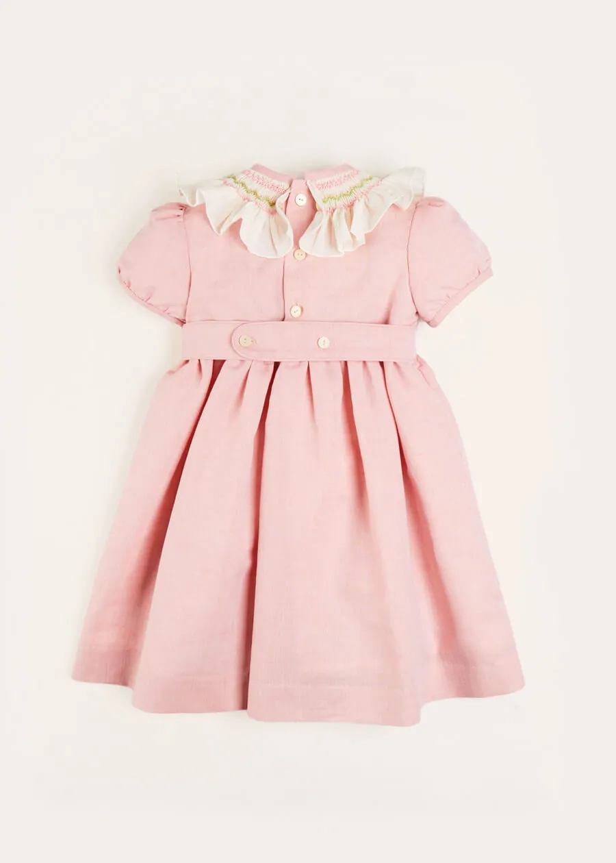 Bib Collar Short Sleeve Dress in Pink (12mths-10yrs)