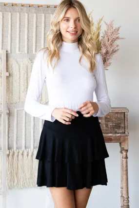 BLACK LAYERED RUFFLE MINI SKIRT