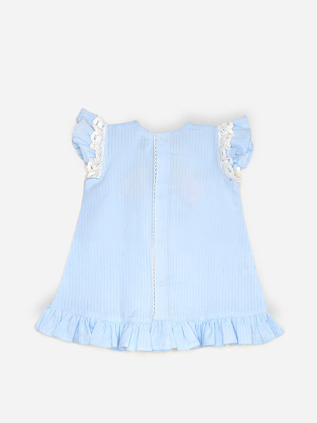 Blossom - Organic Cotton Hand Embroidered Blue Baby Girl Dress