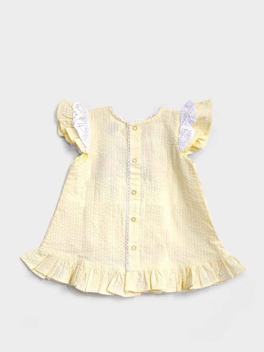 Blossom - Organic Cotton Hand Embroidered Yellow Baby Girl Dress