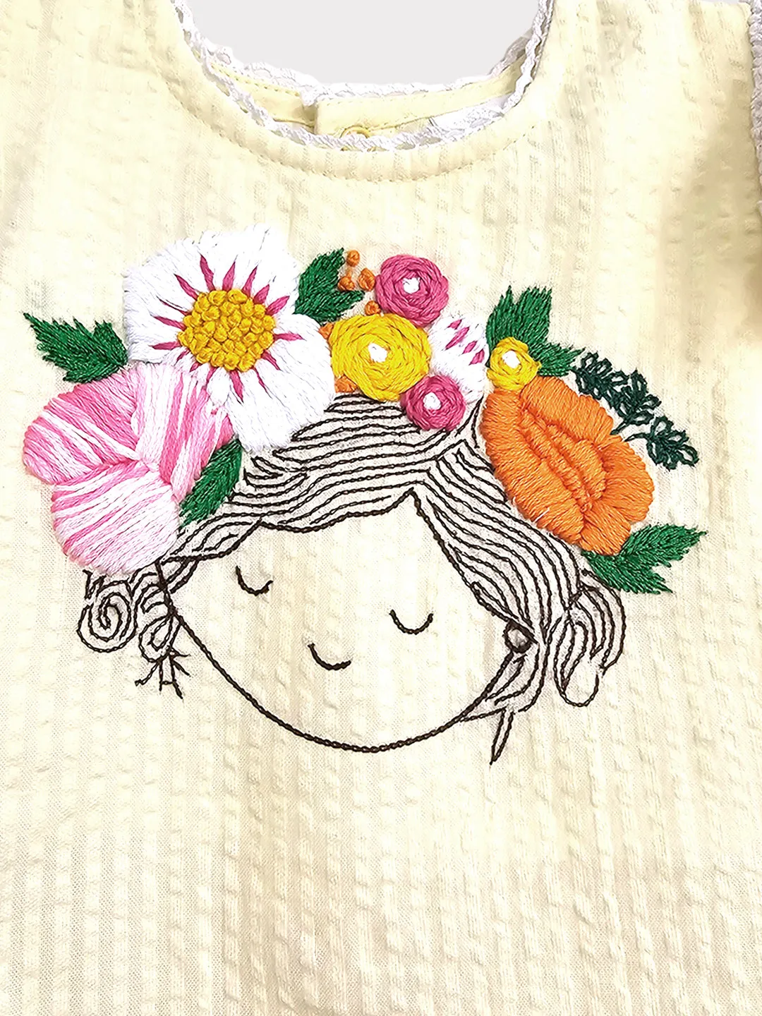 Blossom - Organic Cotton Hand Embroidered Yellow Baby Girl Dress