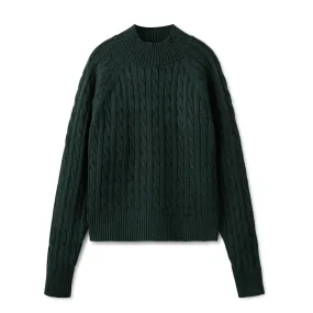 Cable Knit Turtleneck In: Hunter Green