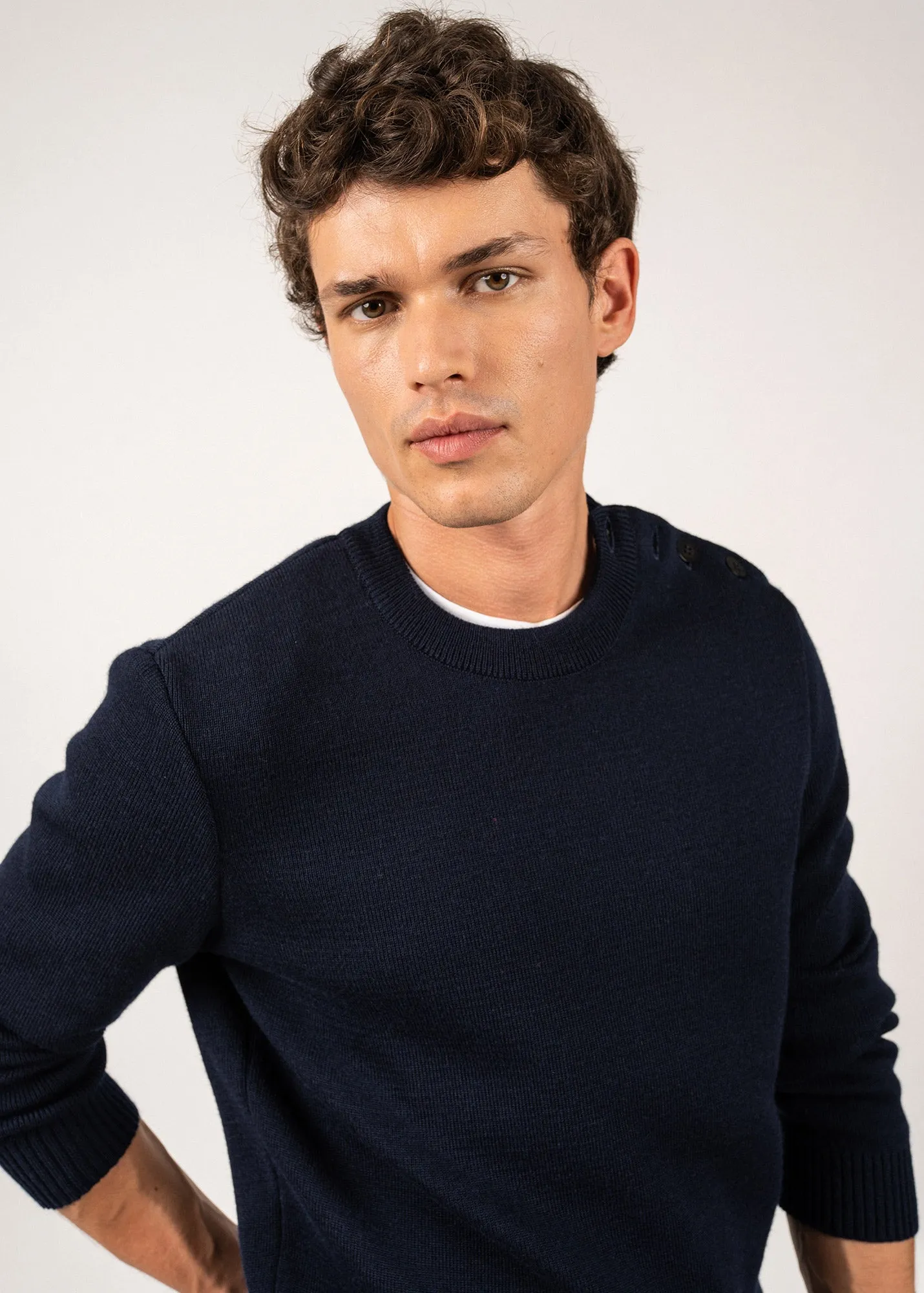 Cancale sailor jumper - regular fit, in pure new wool (MARINE)