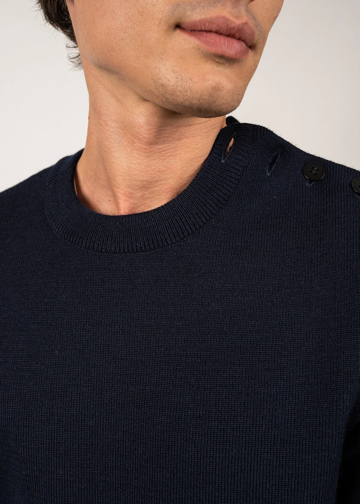 Cancale sailor jumper - regular fit, in pure new wool (MARINE)