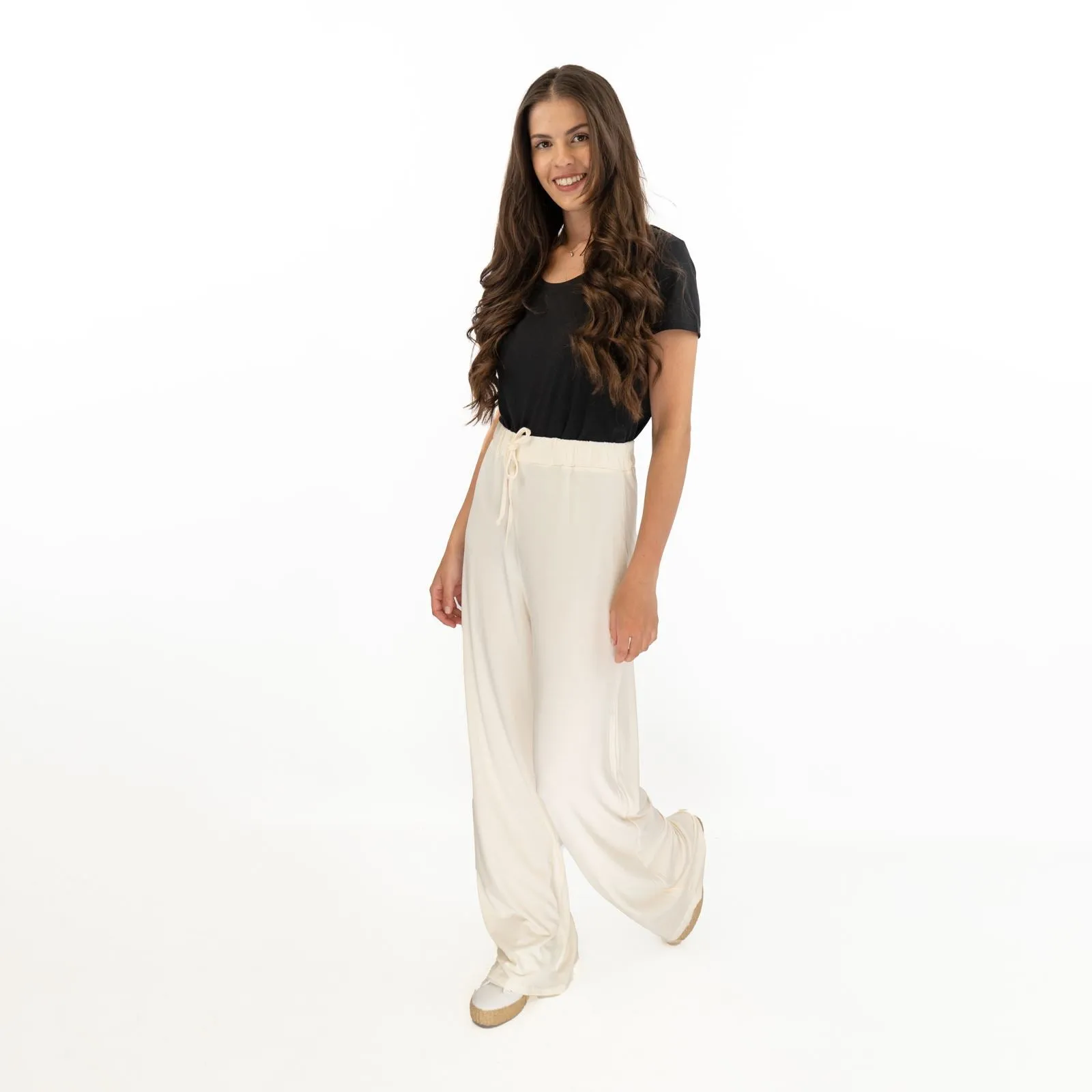 Coast Cream Stretch Drawstring Joggers Elasticated Waist Long Wide Leg Trousers