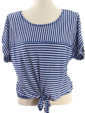 Cool Winter Blue White Stripe Top