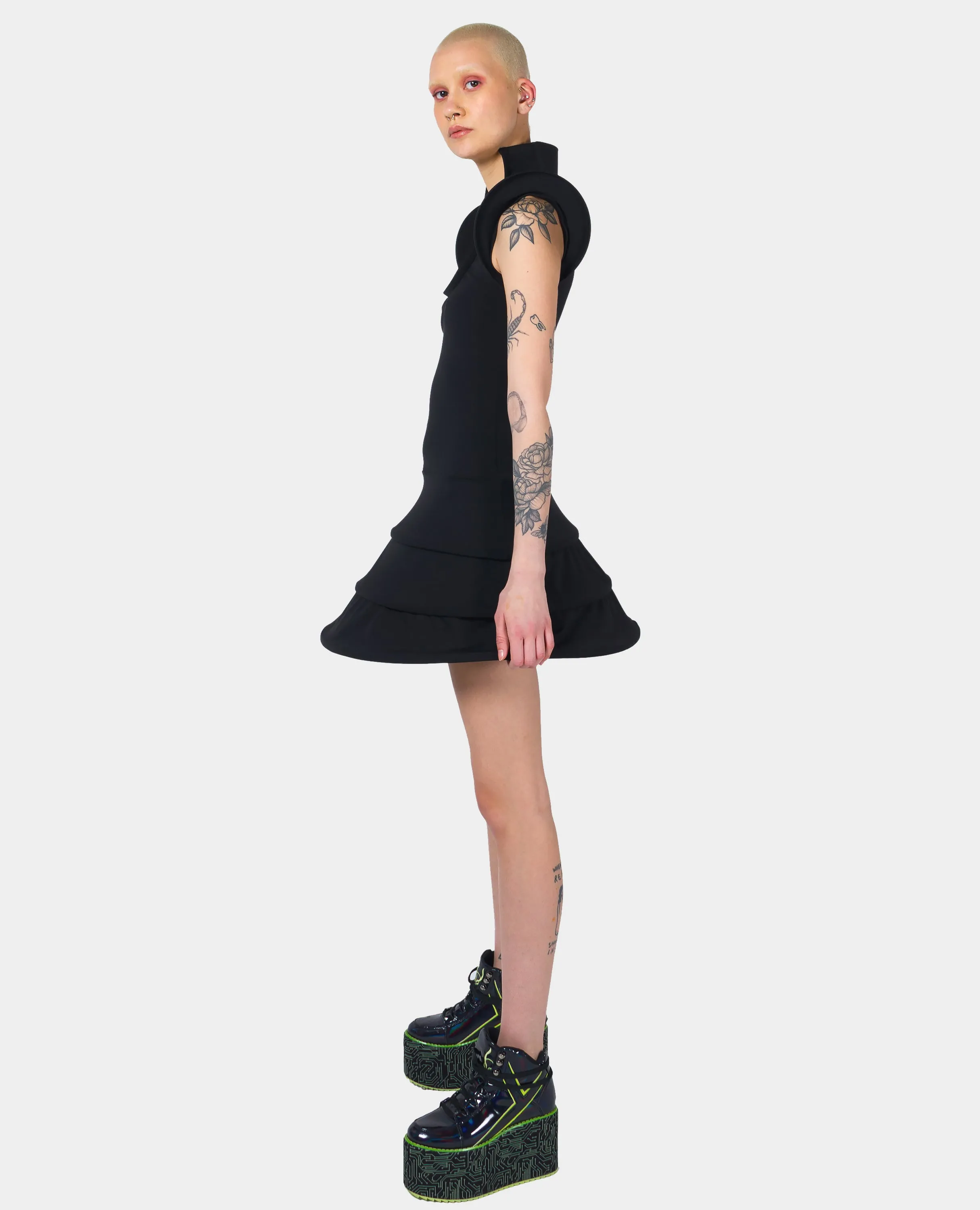 CYBERLAB ENTRAPMENTED DRESS BLACK