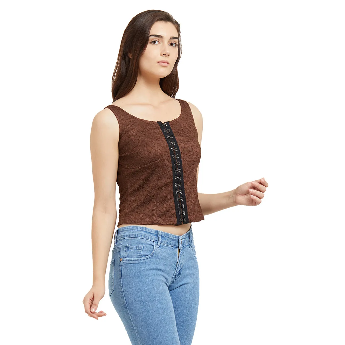 Dark Brown Sleeveless Top