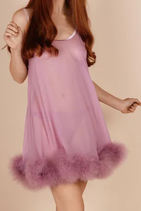 Diana Silk & Marabou Feather Babydoll, Size S-M (UK 8-10)