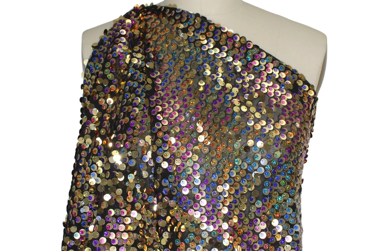 Double Trouble Sequined Mesh - Multi/Gold on Black