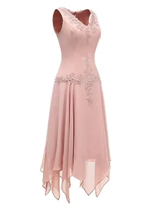 Dusty Pink Two-Piece V-Neck Appliques Mother of the Bride Dress