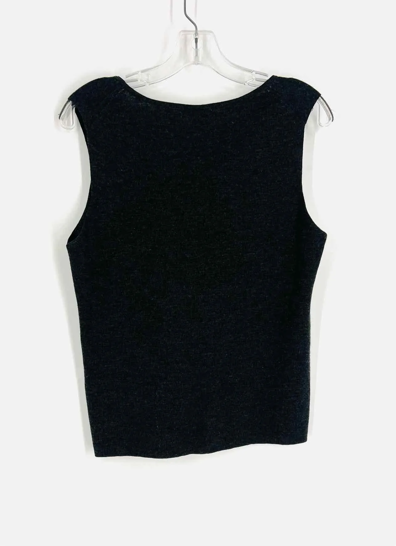 Eileen Fisher Size L Pet. Charcoal Variegated Knit Tops Top-Sleeveless