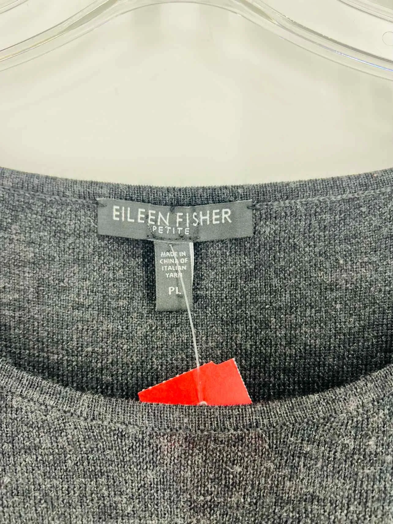 Eileen Fisher Size L Pet. Charcoal Variegated Knit Tops Top-Sleeveless