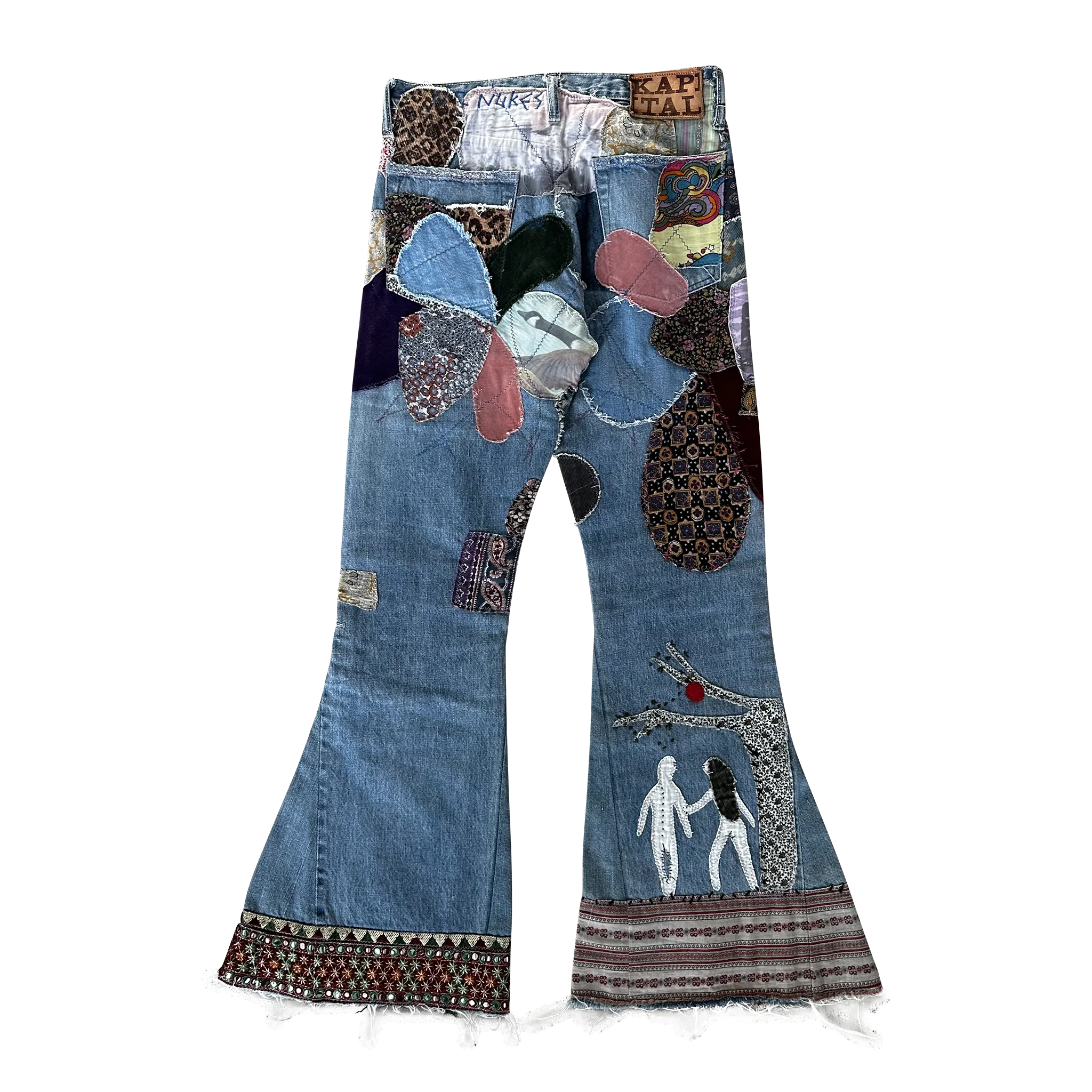 Embellished Patchwork Flared Jeans