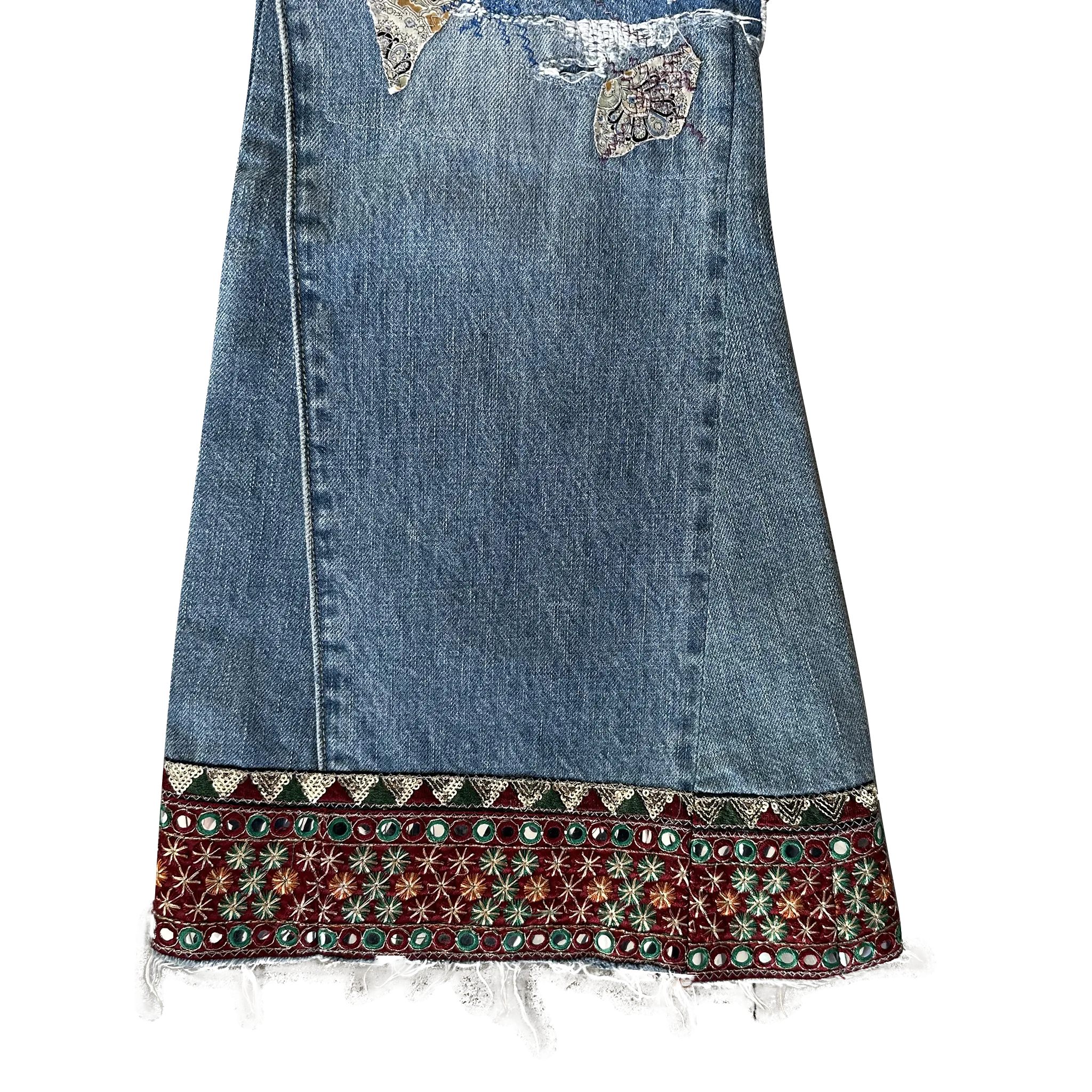 Embellished Patchwork Flared Jeans