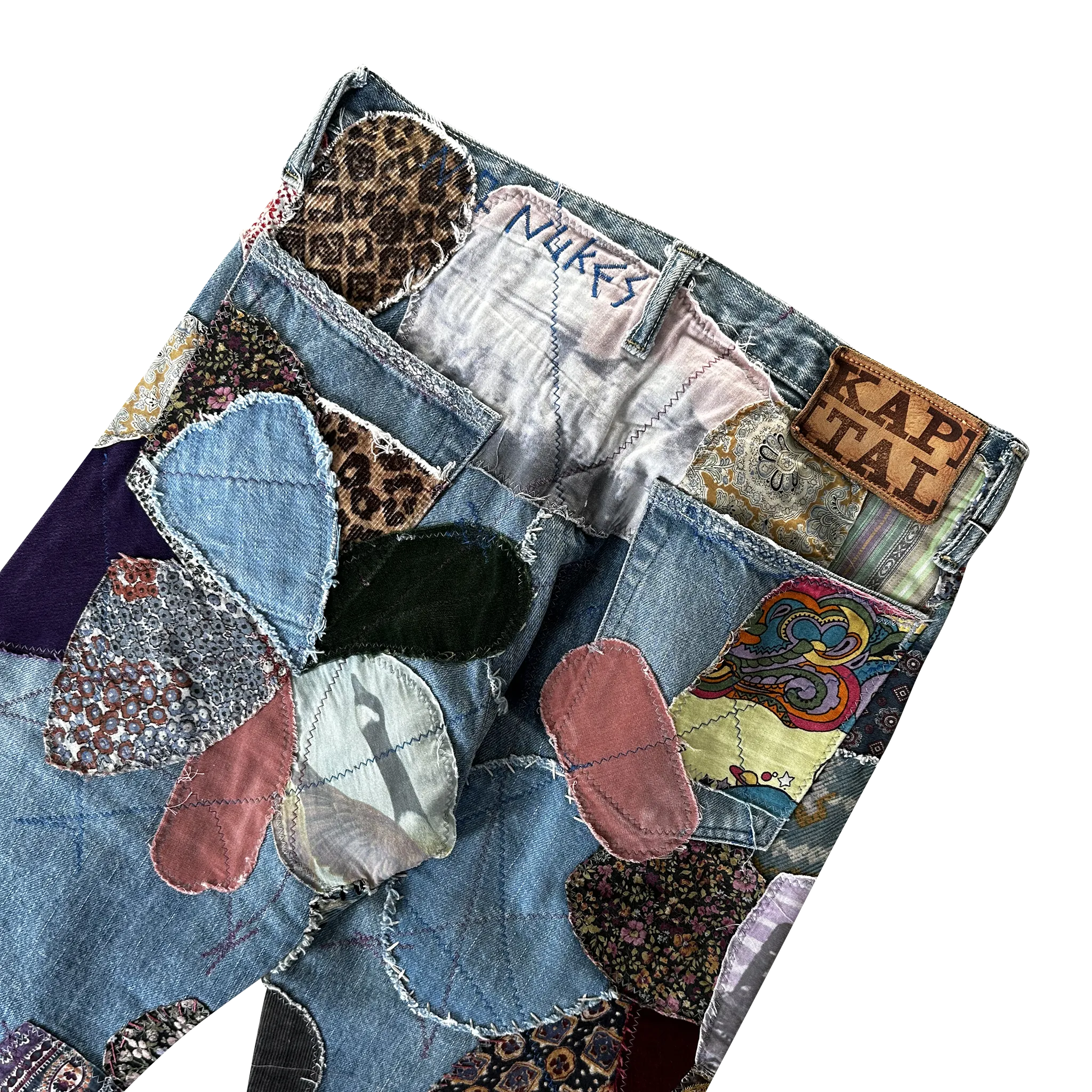 Embellished Patchwork Flared Jeans