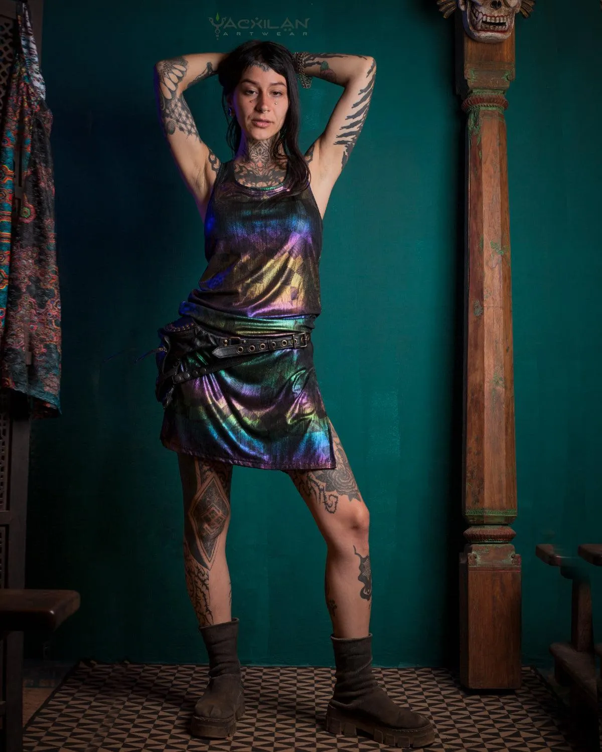 Fitted Dress / Holographic Rainbow Knits - MATZOKIO