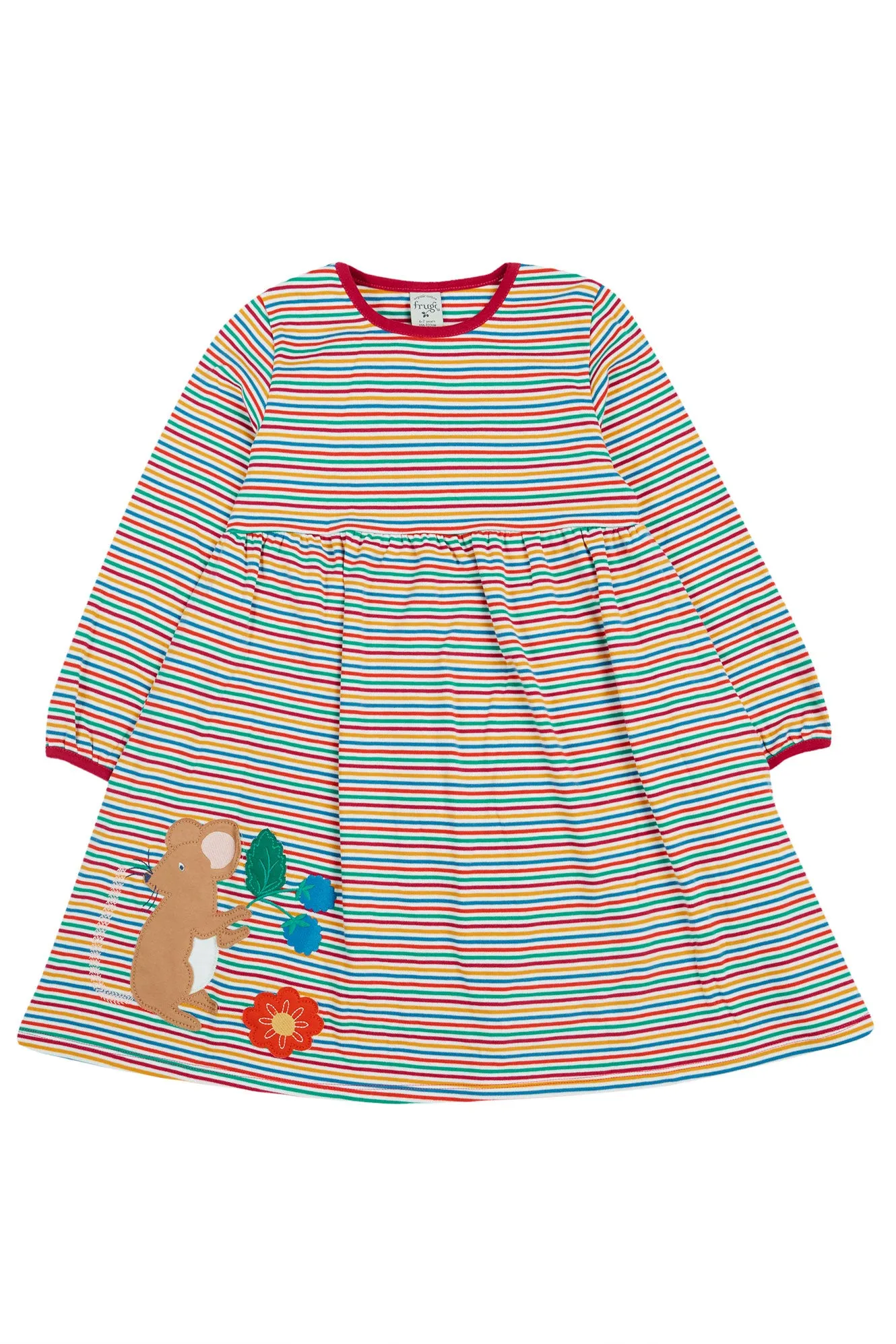 Frugi Dolcie Dress Lingonberry Multi Stripe