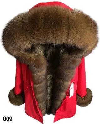 Fur-Lined, Hooded & Trimmed Parka Coat - Various Colors to choose from