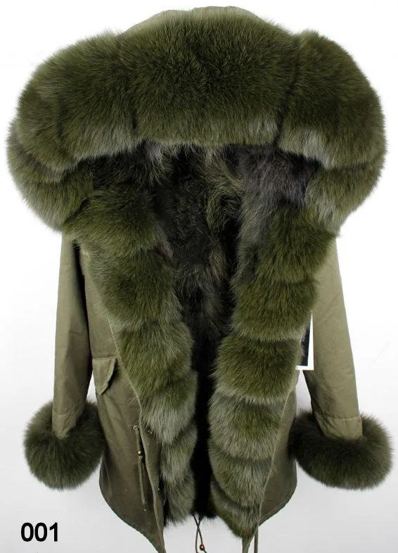 Fur-Lined, Hooded & Trimmed Parka Coat - Various Colors to choose from