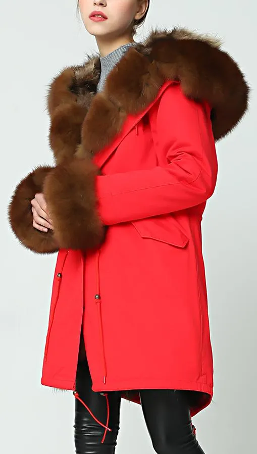 Fur-Lined, Hooded & Trimmed Parka Coat - Various Colors to choose from