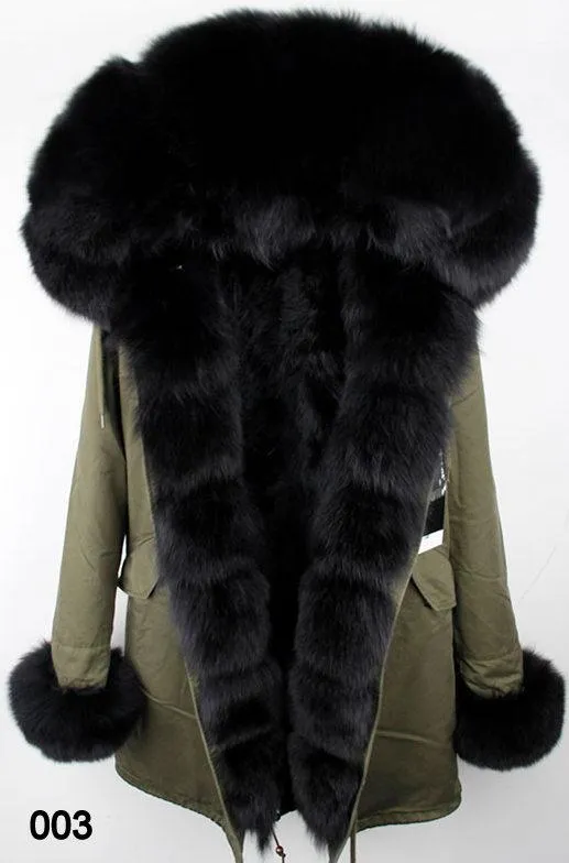 Fur-Lined, Hooded & Trimmed Parka Coat - Various Colors to choose from