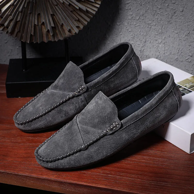 Genuine Leather Slip-On Men Shoes Black Red Brown Men Loafers Summer Party Wedding Dress Shoes