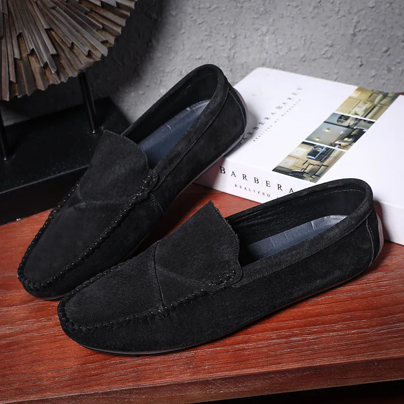 Genuine Leather Slip-On Men Shoes Black Red Brown Men Loafers Summer Party Wedding Dress Shoes