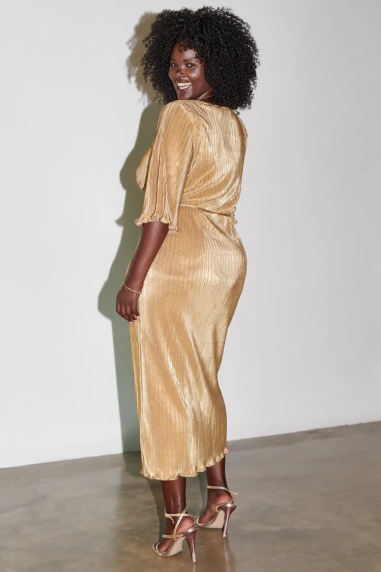 Gold Plisse Dress