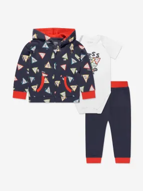 Guess Baby Boys Sweatshirt Pants And Body Set in Navy