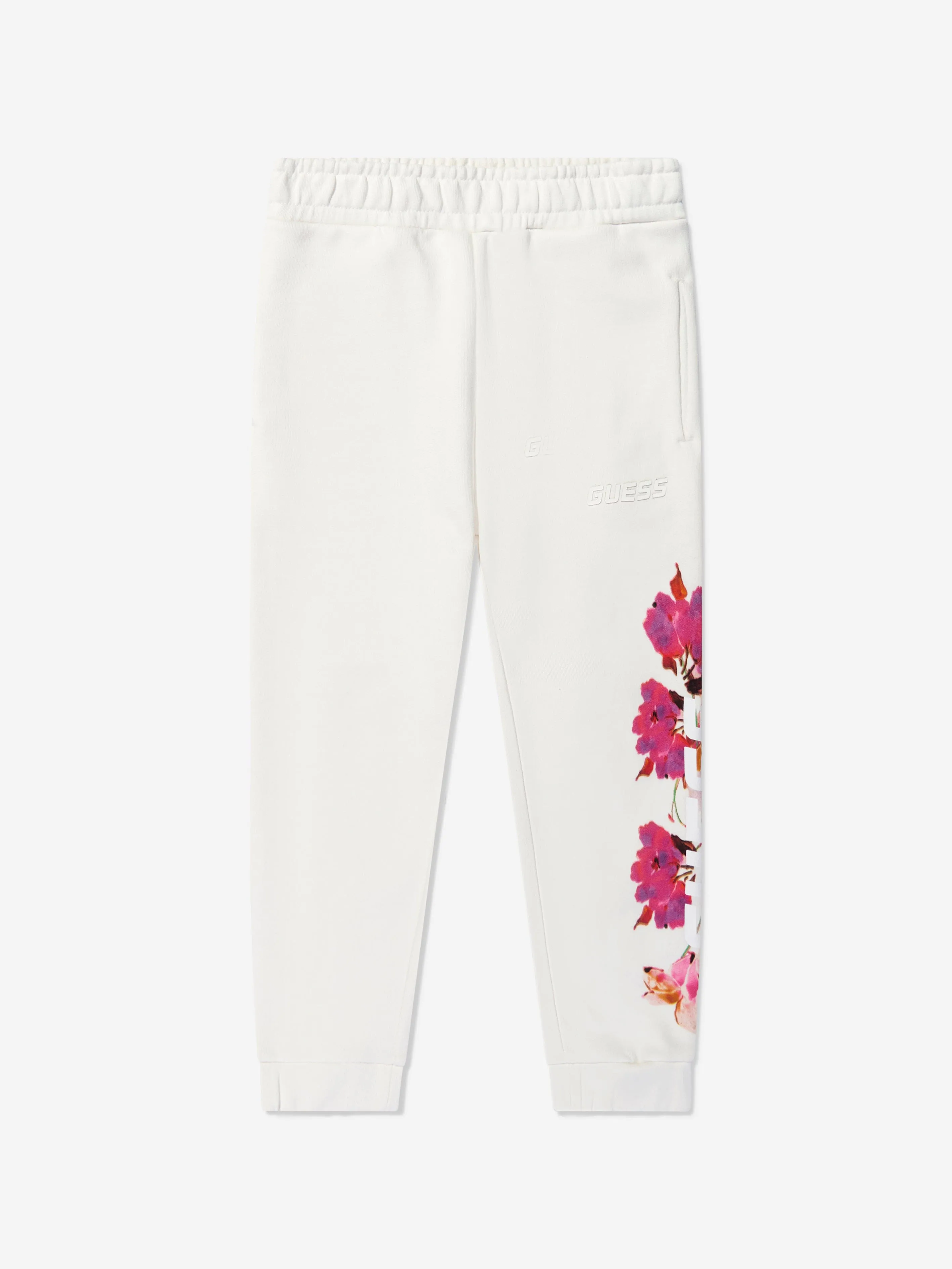 Guess Girls Floral Joggers in White