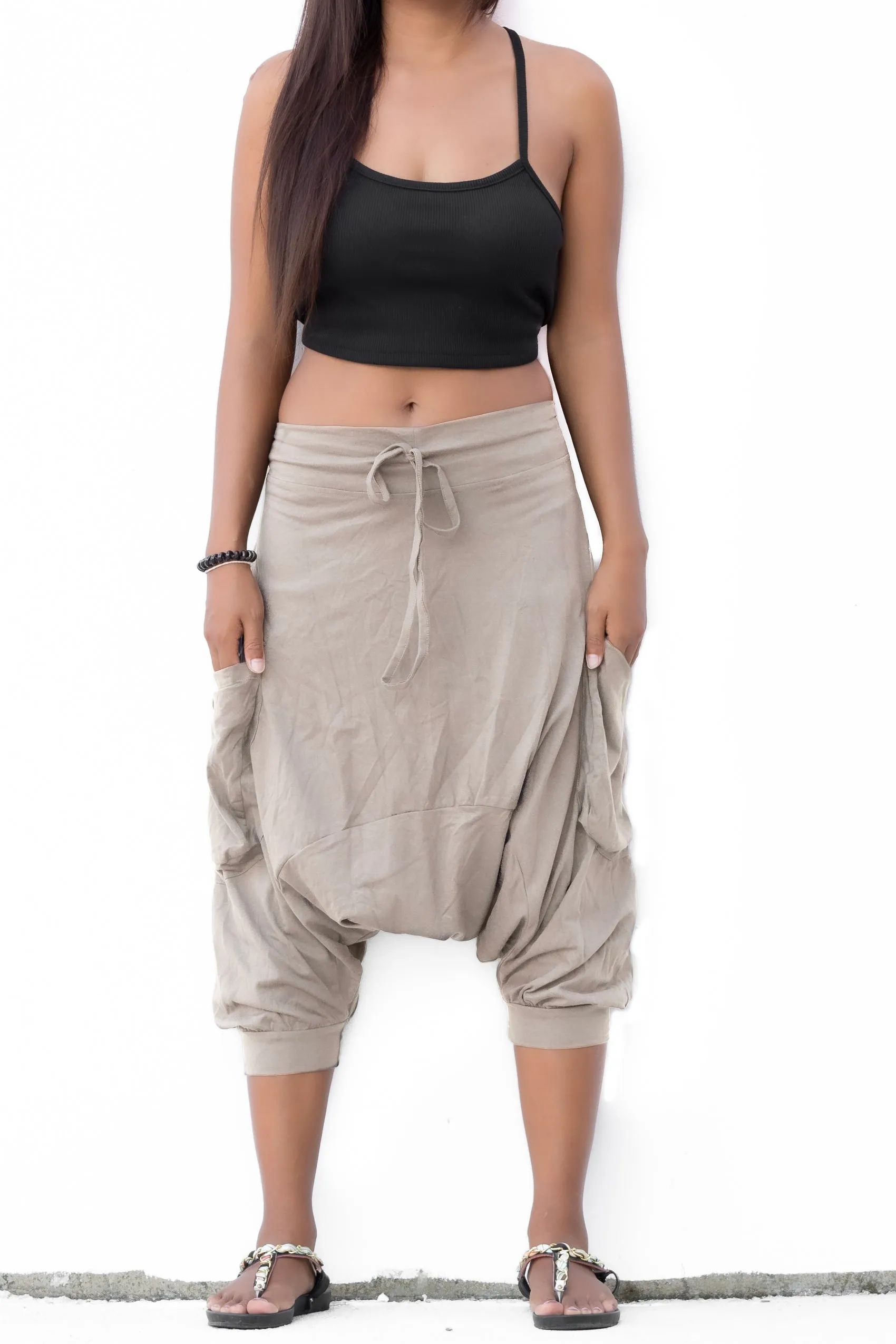 Harem Pants Short Men & Women Beige