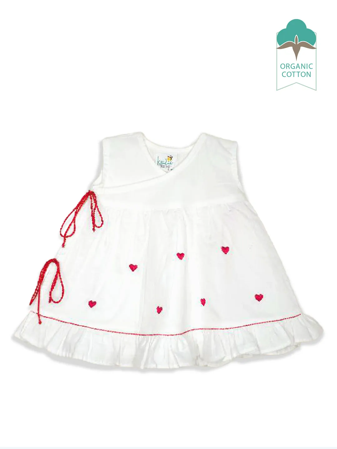 Hearts - Organic Cotton Embroidered Girls White Jabla / Dress