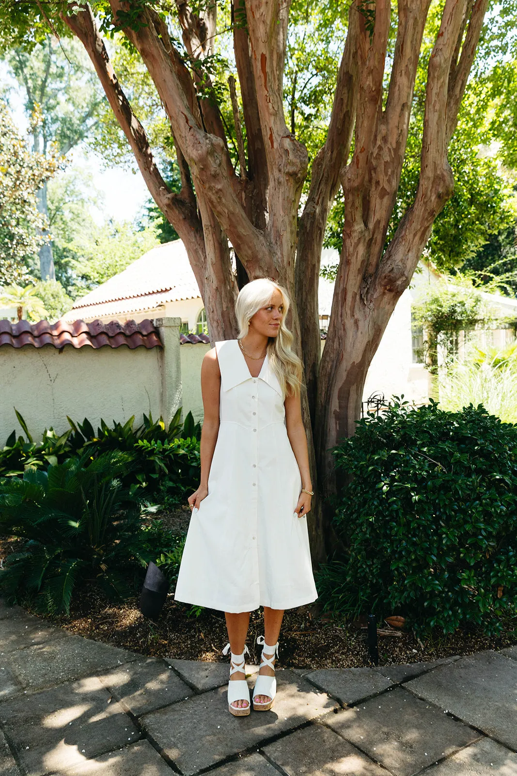 Here And There Midi Dress - White